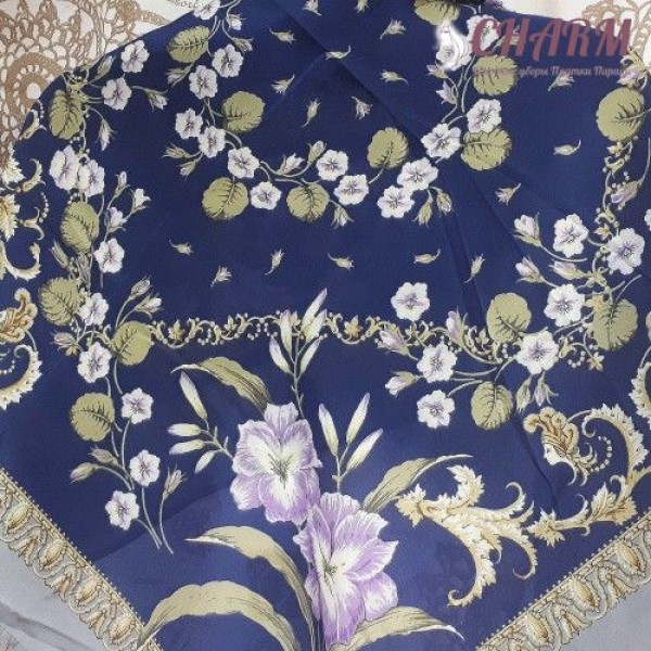 Павловопосадский платок Пармские Фиалки шёлковый