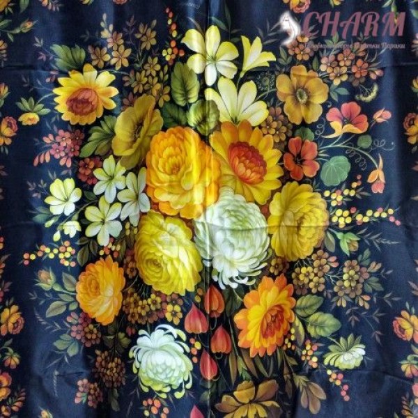 Павловопосадский платок Букет шёлковый