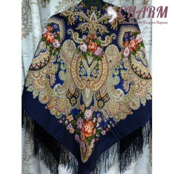 Павловопосадский платок Прекрасное мгновение шерстяной с шёлковой бахромой