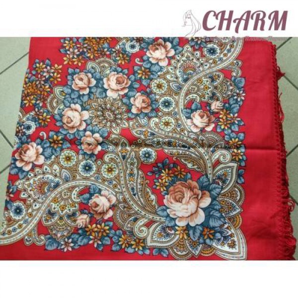 Павловопосадский платок На крыльях ветра - 2 шерстяной с шёлковой бахромой